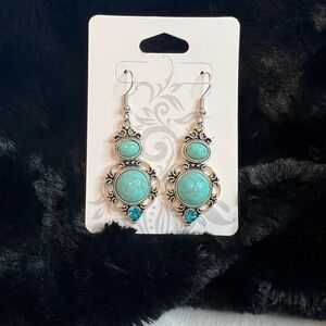 Chic Turquoise and Silver Drop Earrings